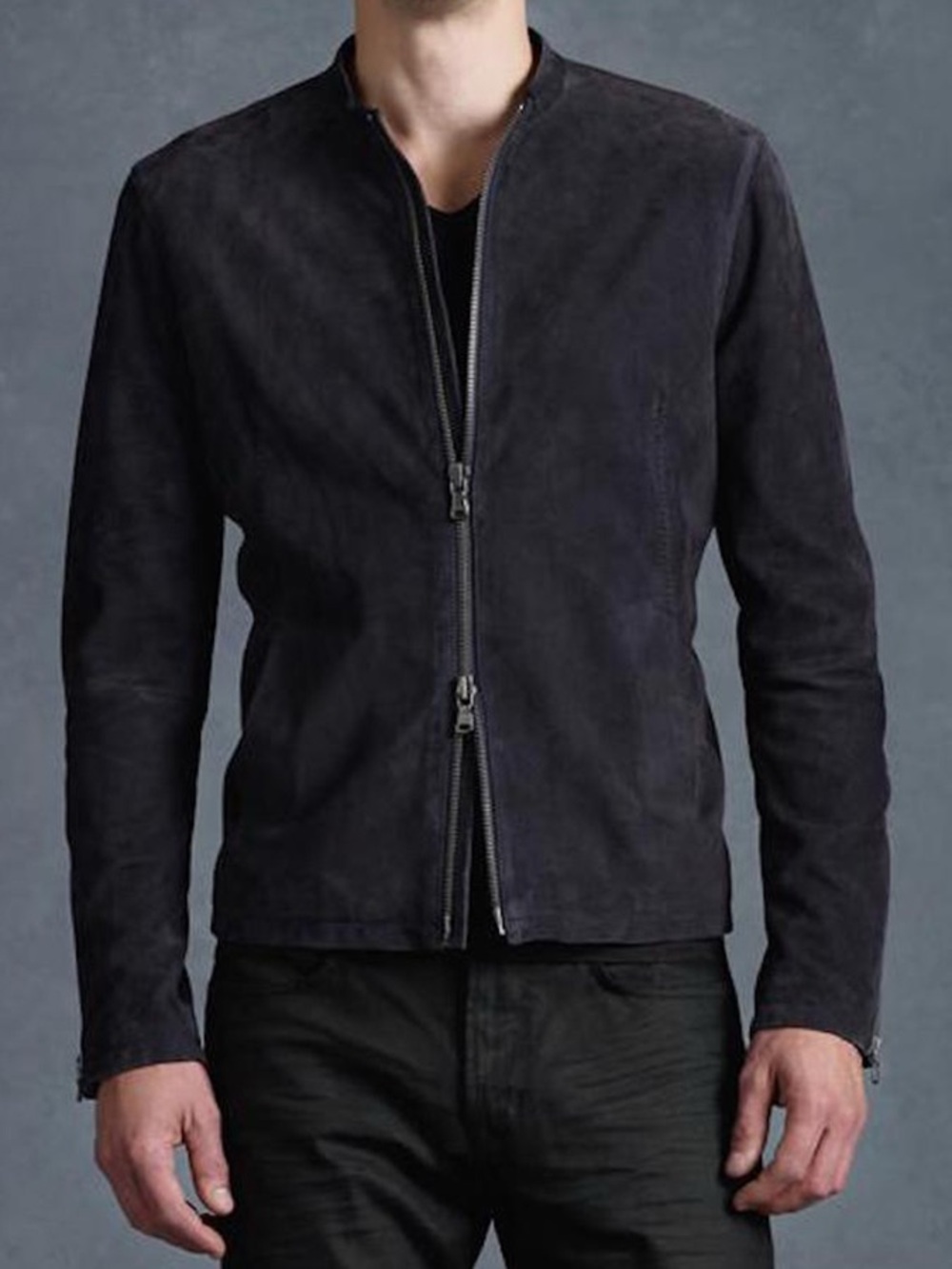 John Varvatos James Bond Suede Leather Racer Jacket Size XL - Picture 6 of 16